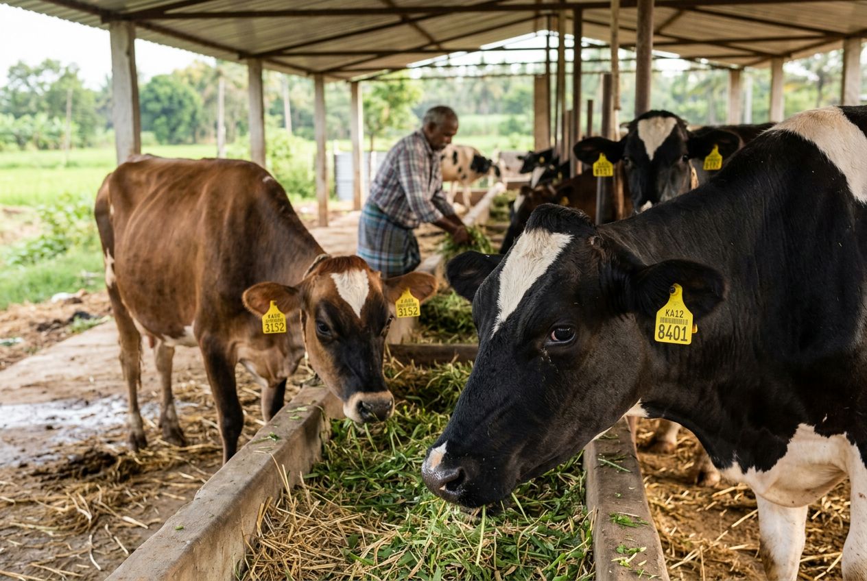 Dairy cows with numbered ear tags